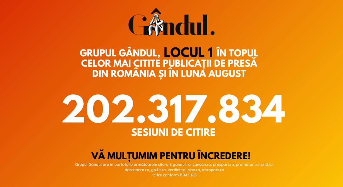 OFICIAL. Grupul Gândul, compania de presă cu cele mai citite publicații din România și în luna august