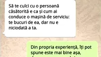 BANC | Să te culci cu o persoană căsătorită e ca și cum ai conduce mașina de serviciu