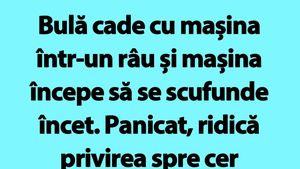 Bancul de sâmbătă | Bulă cade cu mașina într-un râu și mașina începe să se scufunde încet