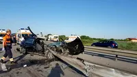 Accident grav pe A1! Un șofer a murit, iar un motociclist are mâinile rupte