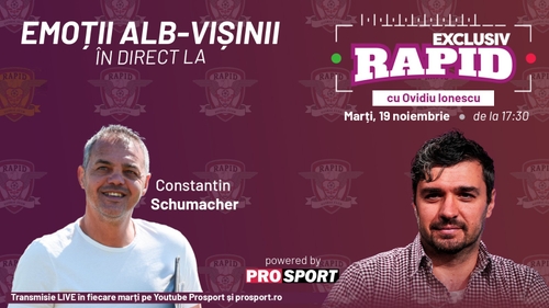 Ne pregătim de CFR Cluj - Rapid la "EXCLUSIV RAPID", cu Schumi-gol, de la 17:30, LIVE, pe YouTube – ProSport