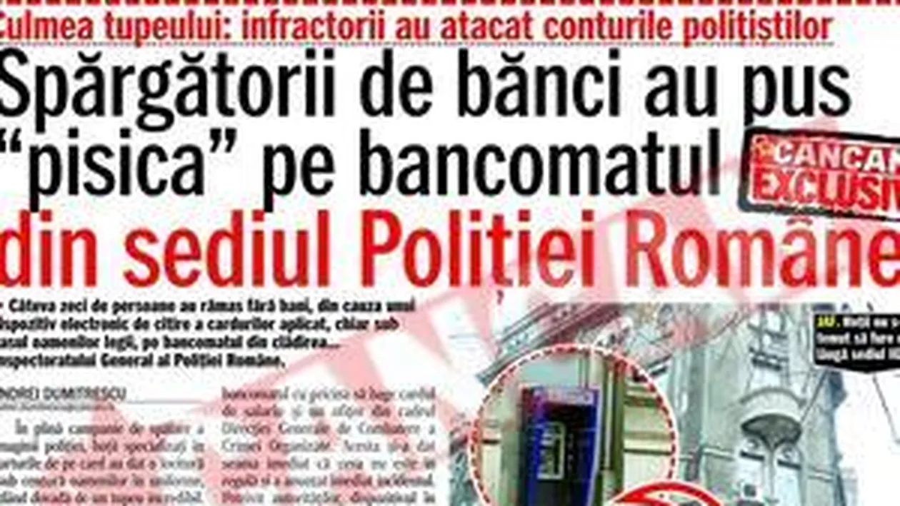 Au fost prinsi hotii care au pus pisica pe bancomatul IGPR