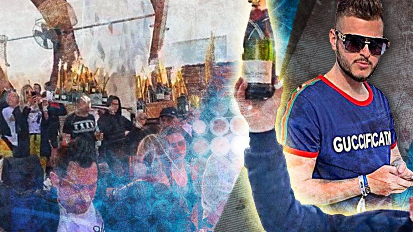 Juniorul unui patron milionar din fotbal a comandat la mare roabe + piramide de șampanii!