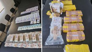 Vameșii din Giurgiu, surprinși în miez de zi. Doi bărbați au încercat să iasă din România cu 480.000 de lire sterline, ascunse în portbagajul mașinii
