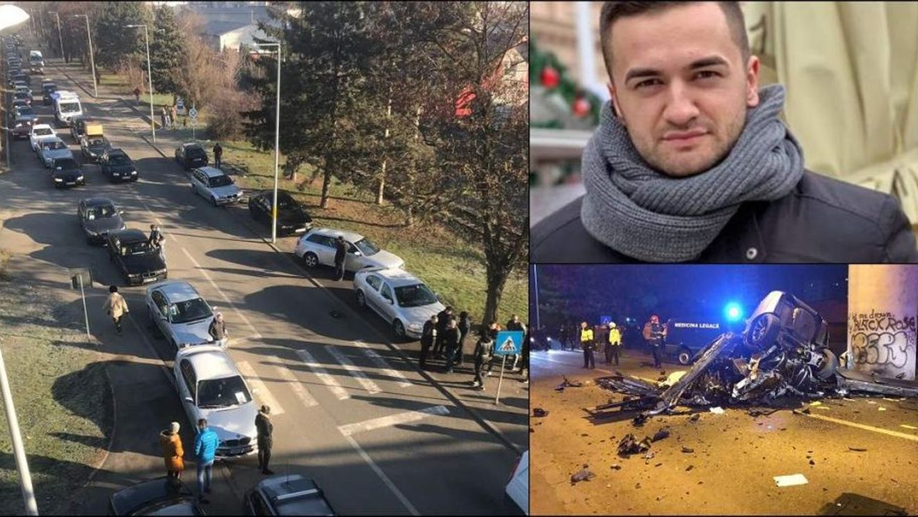 Jale și durere pe străzile din Bistrița. Andrei, tânărul care a murit zdrobit de un stâlp de beton, a fost condus de la morgă la capelă