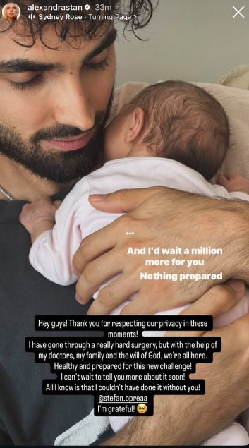 Prima imagine cu fiica Alexandrei Stan. Cum se simte vedeta după operația grea prin care a trecut