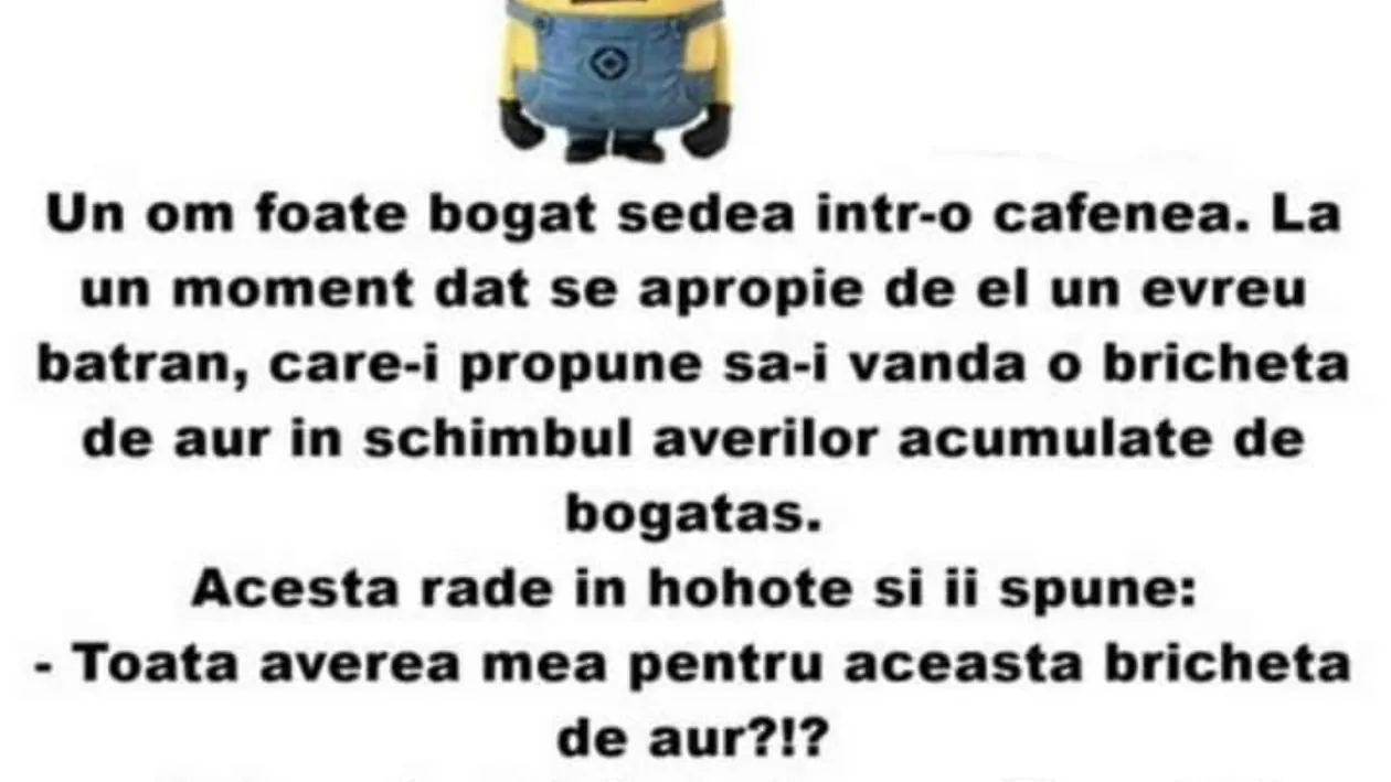 BANC | „Un om foarte bogat ședea într-o cafenea”