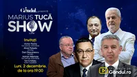 Marius Tucă Show începe luni, 2 decembrie, de la ora 19.00, live pe gândul.ro. Invitați: Victor Ponta, Mirel Palada, Adrian Năstase, Dan Diaconescu, Ion Cristoiu