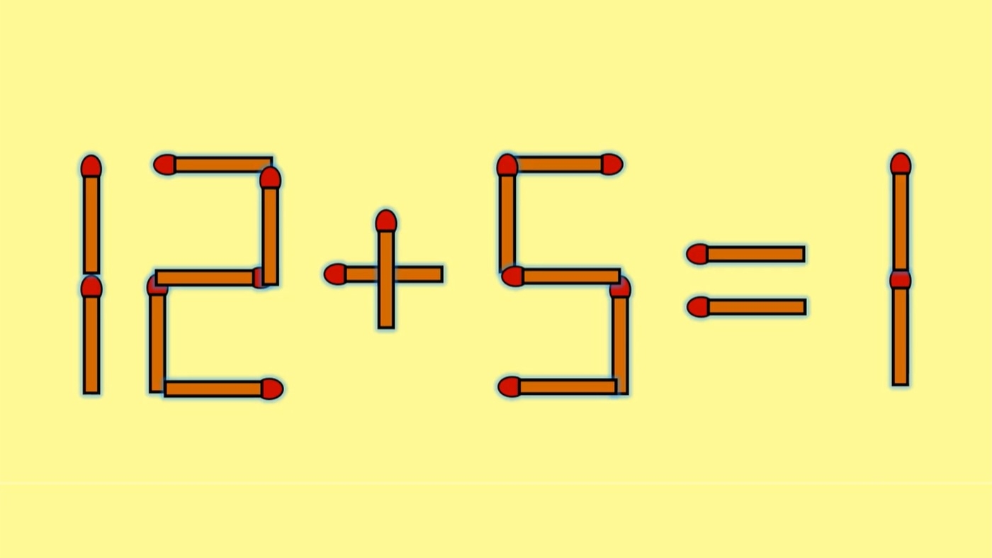 Test de inteligență | Mutați un singur chibrit pentru a corecta 12 + 5 = 1