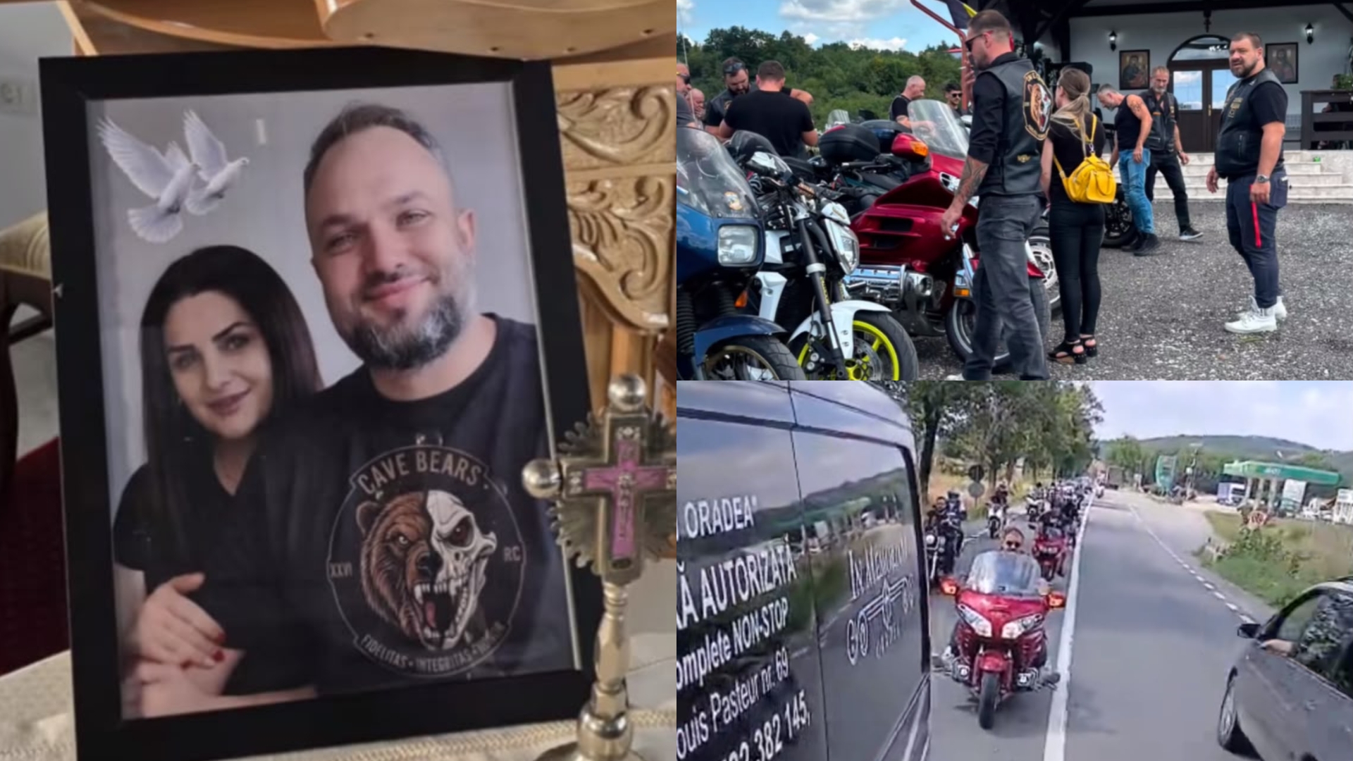 Imaginile durerii de la înmormântarea soților motocicliști din Oradea, Edi și Adina. Ce se întâmplă cu fiul lor de 5 ani