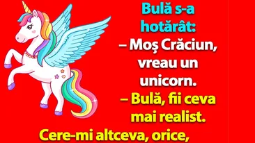 BANC | Bulă s-a hotărât: Moș Crăciun, vreau un unicorn
