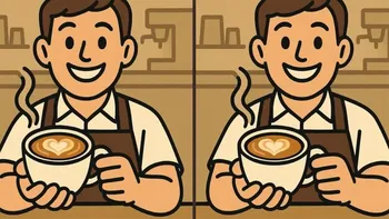 Test de logică | Acești 2 barista par identici, dar nu sunt. Găsiți toate cele 3 diferențe!