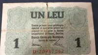 Nu e banc! Cu cât se vinde o bancnotă de 1 leu din anul 1917? A fost emisă special de BGR