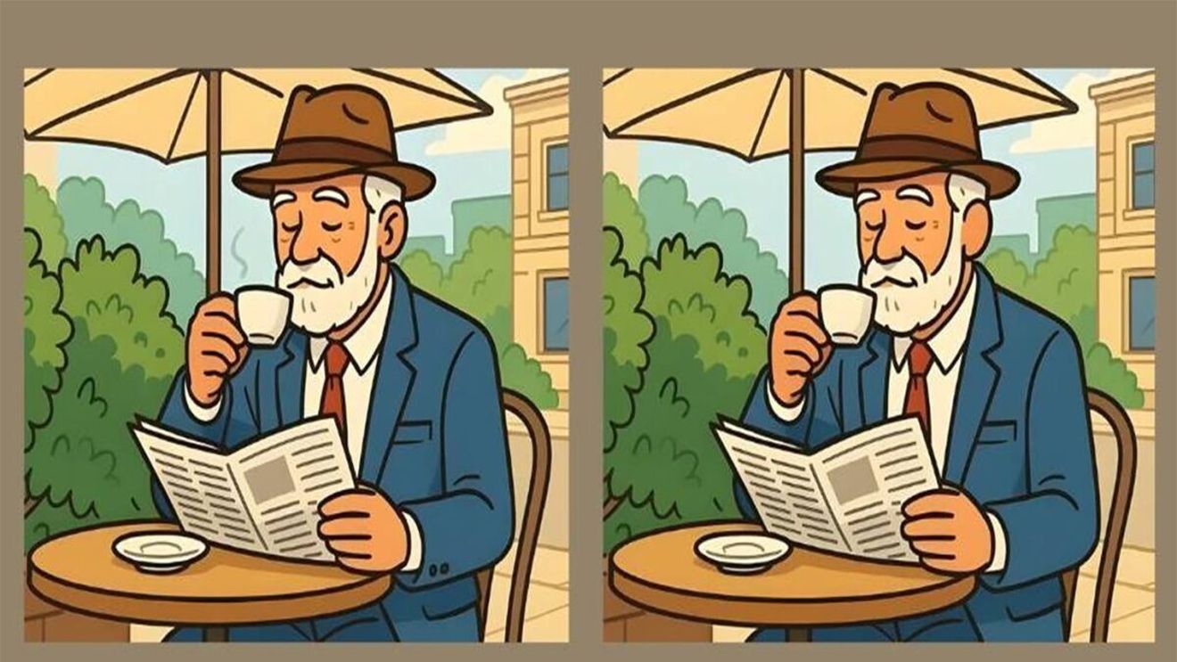 Test de inteligență | Acești doi pensionari par identici, dar nu sunt. Identificați 3 diferențe!
