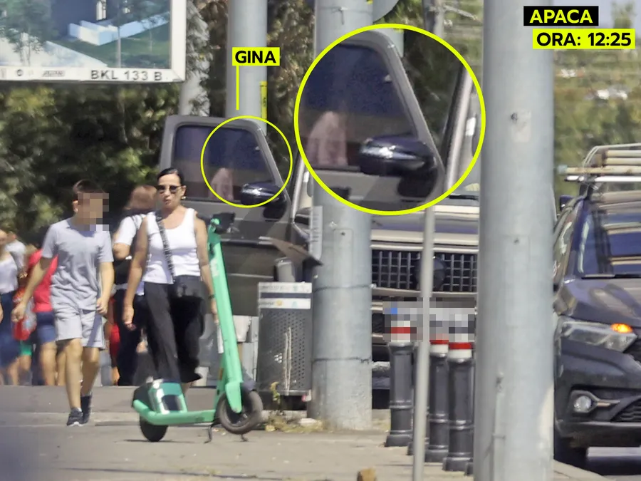 Gina urcă în G Class-ul Moldoveanului, în zona Apaca (Foto: CANCAN.RO)