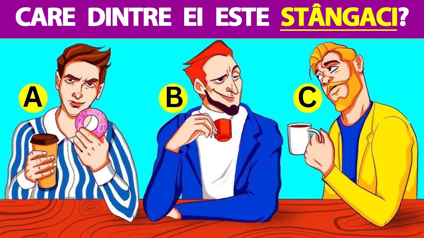 Test IQ exclusiv pentru genii | Unul dintre acești 3 bărbați este stângaci. Care?