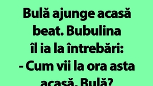 BANC | Bulă ajunge acasă beat. Bubulina îl ia la întrebări