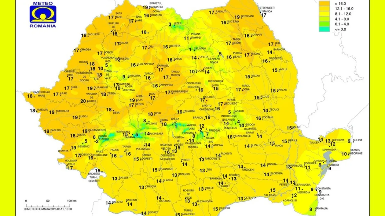 Polul căldurii în România. Singura localitate cu temperaturi de 20 grade Celsius, potrivit meteorologilor ANM