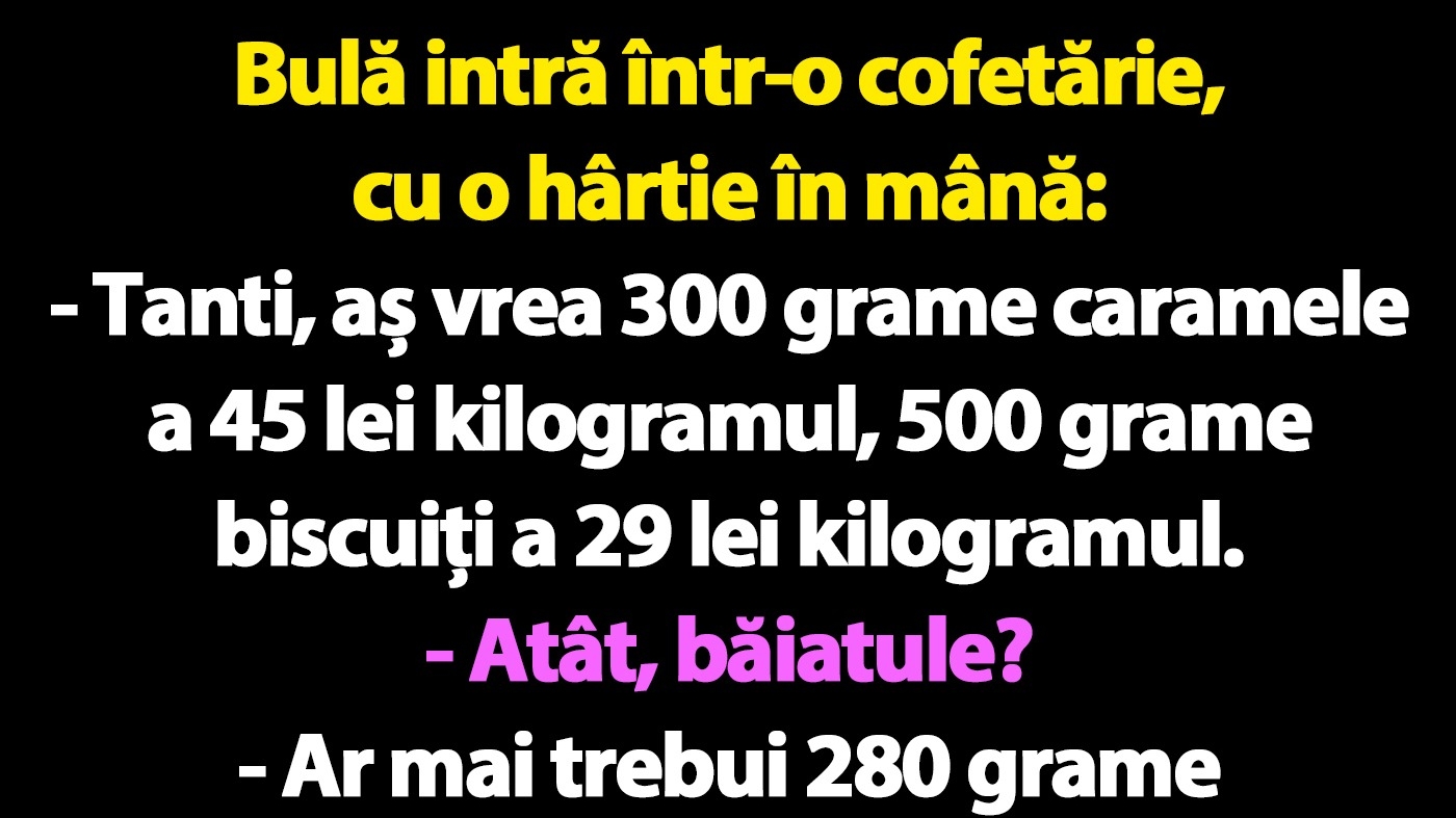 BANC | Bulă intră într-o cofetărie, cu o hârtie în mână