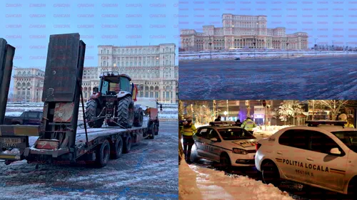 Răsturnare de situație în cazul protestului fermierilor din București! Doar un tractor pe platformă a apărut în Piața Constituției. LIVE UPDATE