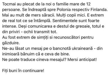 Ce mesaj i-au lăsat 12 ucraineni unui român care i-a adăpostit la el acasă. L-au scris pe o bancnotă