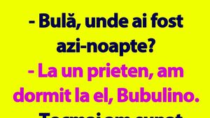 BANC | "Bulă, unde ai fost azi-noapte?"