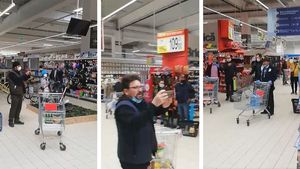 Piele de găină! Clienții dintr-un supermarket au cântat “Hristos a Înviat” în timp ce stăteau la coadă. În ce oraș din România s-a întâmplat | VIDEO