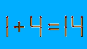 Test IQ cu chibrituri | Corectați 1 + 4 = 14, mutând două bețe