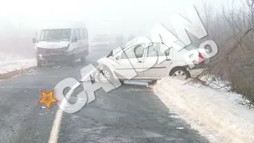 Accident in lant in judetul Vrancea! 17 masini s-au ciocnit si mai multe persoane au fost ranite