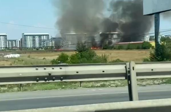 Incendiu de vegetație în București.