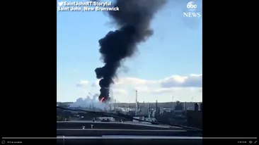 Incendiu de proporţii după o explozie produsă la cea mai mare rafinărie din Canada. Cel puțin doi oameni au fost răniți