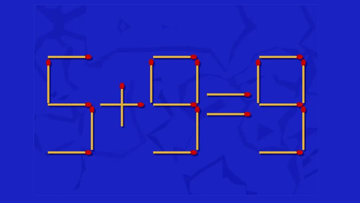 TEST IQ | Puteți muta un singur băț pentru a transforma 5+9=9 într-o egalitate corectă?