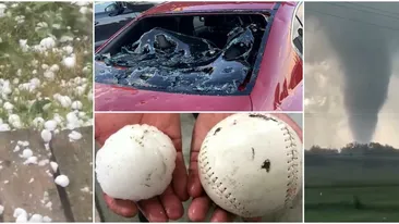 Imagini apocaliptice! Grindina cât o minge de tenis a făcut ravagii