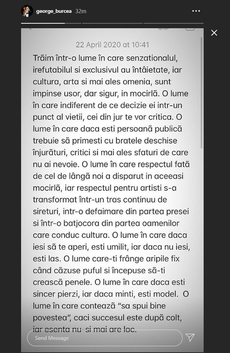 George Burcea, nou mesaj tranșant după scandalul cu Andreea Bălan de Paște: “Pasărea pe limba ei piere”