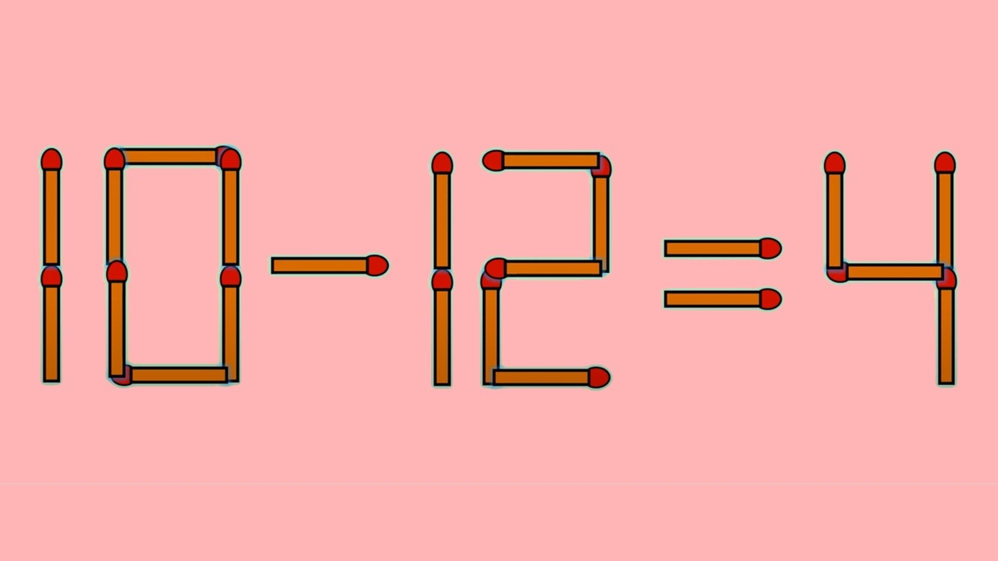 TEST IQ | 10 - 12 = 4 este greșit. Mutați un singur băț, pentru a corecta egalitatea!