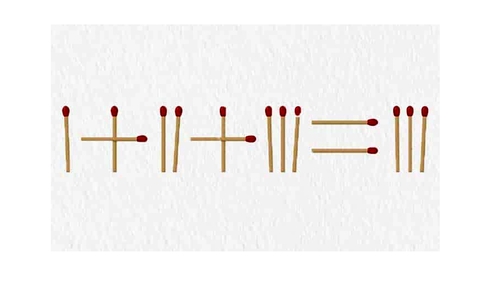 Test de inteligență pentru genii | Mutați un singur chibrit pentru a corecta egalitatea: I+II+III=III