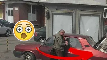 Imaginea zilei din Bucuresti! Ce cara acest barbat in portbagajul masinii sale! Biata Dacie 1310 abia se mai tine pe roti!