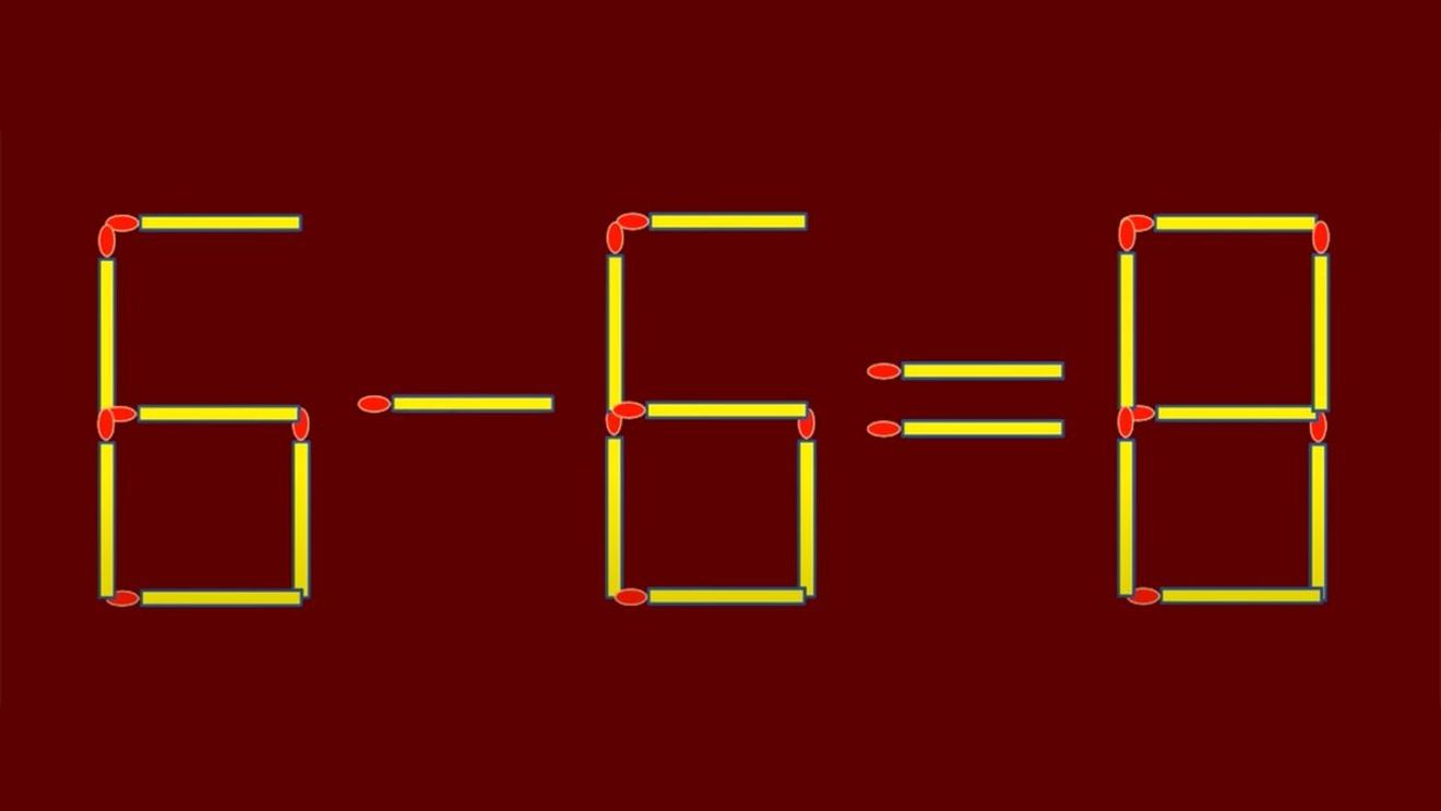 Test de inteligență dificil | Corectați 6-6=8, mutând un singur chibrit!