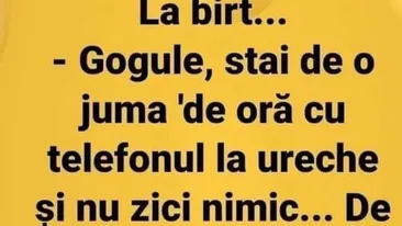 BANCUL ZILEI | Gogule, stai de o juma' de oră cu telefonul la ureche și nu zici nimic