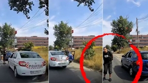 Gestul scandalos făcut de acest bărbat după ce a fost oprit de Poliție. VIDEO