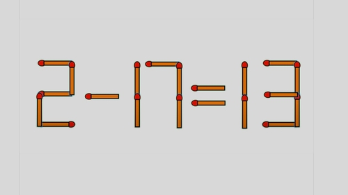 Test de inteligență | Corectați 2 - 17 = 13,  mutând un singur chibrit