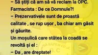 BANC | Bulă intră nervos în farmacie: Să știți că vă reclam la OPC! Prezervativele sunt de proastă calitate