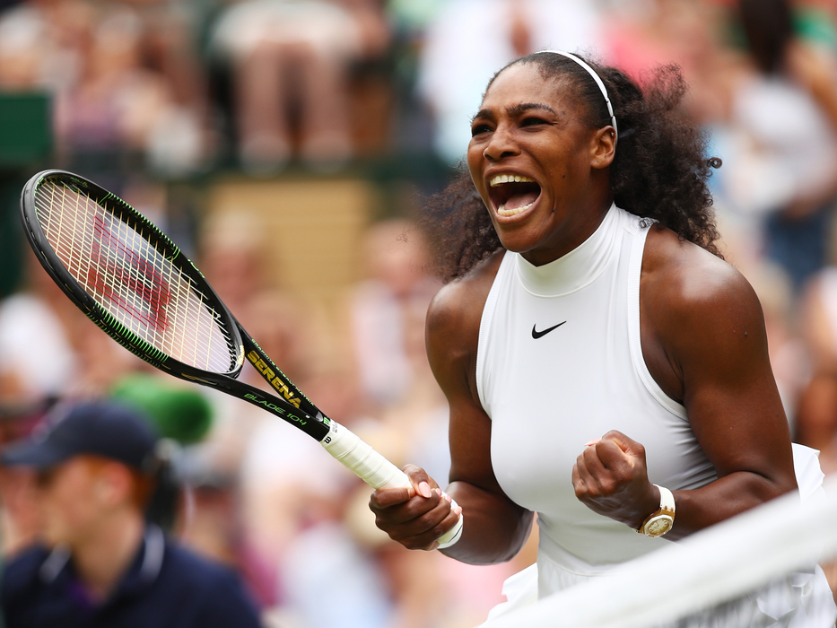 LONDON, ENGLAND - JULY 09:  Serena Williams of The United States celebrates during The Ladies Singles Final against Angelique Kerber of Germany on day twelve of the Wimbledon Lawn Tennis Championships at the All England Lawn Tennis and Croquet Club on July 9, 2016 in London, England.  (Photo by Clive Brunskill/Getty Images)