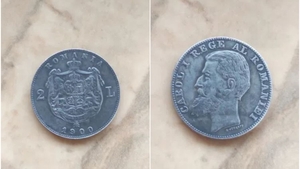 Tu mai ai așa ceva acasă? Cu cât se vinde o monedă de 2 lei din 1900, acum, în anul 2023. Este din argint și are ștanțat chipul lui Carol I al României