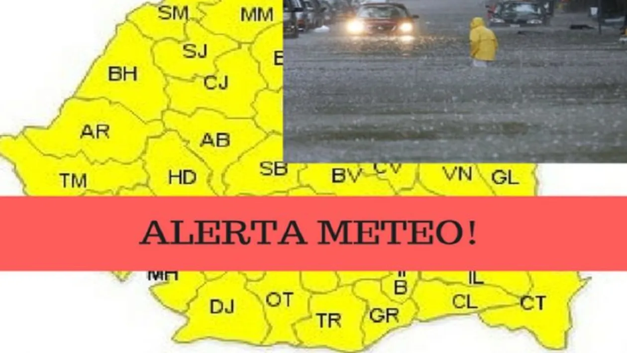 ALERTĂ METEO! Cod galben de furtuni în mai multe judeţe din ţară