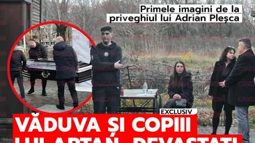 Primele imagini de la priveghiul lui Adrian Pleșca. Văduva și copiii lui Artan, devastați de durere