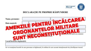 Veste uluitoare pentru români! Amenzile pentru încălcarea ordonanțelor militare sunt neconstituționale