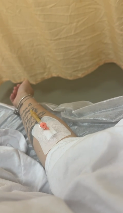 Maria Covasă, pe patul de spital după mai multe zile de chin.