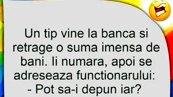 BANC | Un tip vine la bancă și retrage o sumă imensă de bani