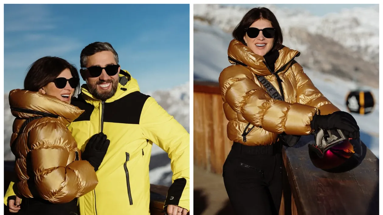 Nu e o glumă! Cât costă salopeta de schi pe care Monica Bîrlădeanu a purtat-o în vacanța cu Valeriu Gheorghiță, în Alpi